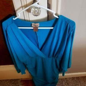 blue 3/4 sleeve blouse size large